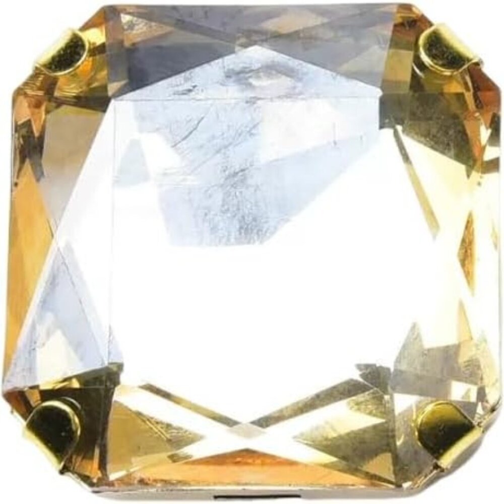 Champagne Exaggerated Large Square Rhinestone Sta… - image 1